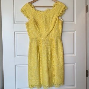 Shoshanna Canary Yellow Lace Cocktail Dress